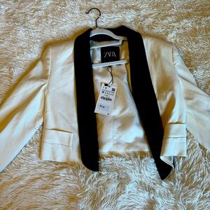 Zara cropped tuxedo jacket